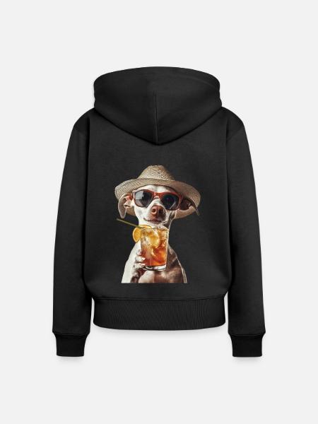 Whippet - Frauen Premium Bio Zip Hoodie - Schwarz