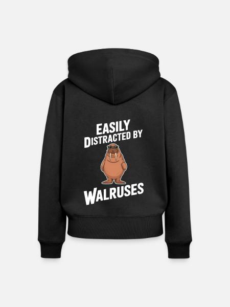 Walross - Frauen Premium Bio Zip Hoodie - Schwarz