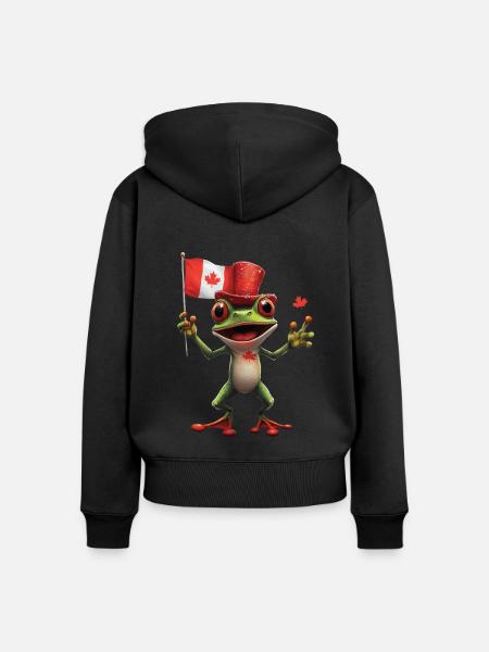 Frosch - Frauen Premium Bio Zip Hoodie - Schwarz