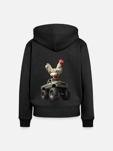 Huhn - Frauen Premium Bio Zip Hoodie - Schwarz