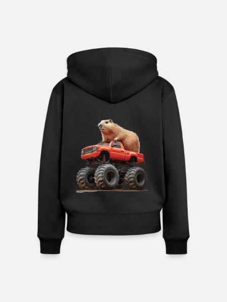 Wasserschwein - Frauen Premium Bio Zip Hoodie - Schwarz