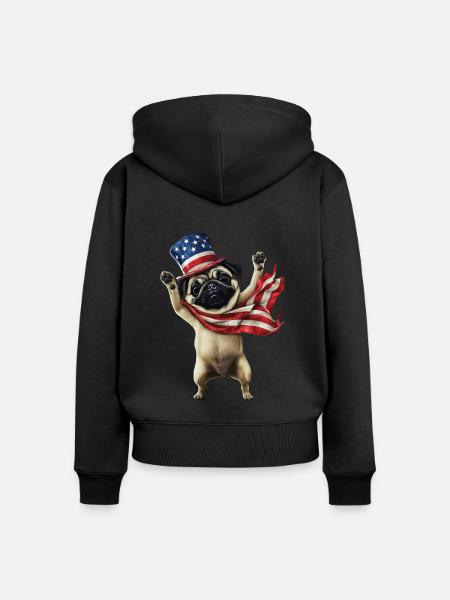 Mops - Frauen Premium Bio Zip Hoodie - Schwarz