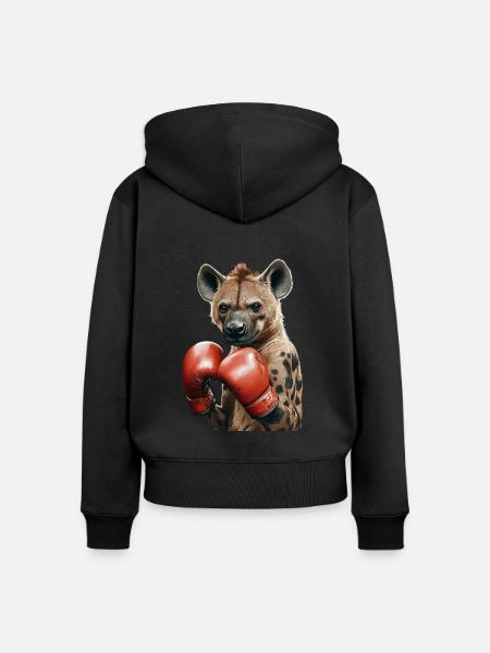 Hyäne - Frauen Premium Bio Zip Hoodie - Schwarz
