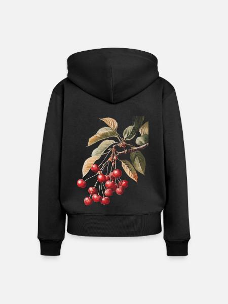 Kirsche - Frauen Premium Bio Zip Hoodie - Schwarz