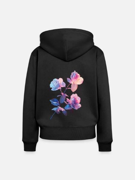 Rose - Frauen Premium Bio Zip Hoodie - Schwarz