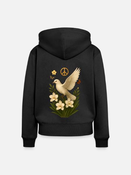 Weiße Taube - Frauen Premium Bio Zip Hoodie - Schwarz