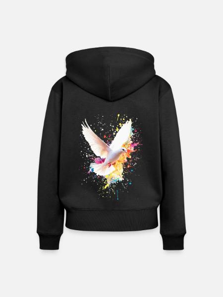 Weiße Taube - Frauen Premium Bio Zip Hoodie - Schwarz