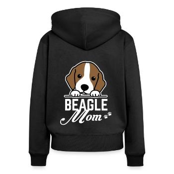 Beagle Mom - Mama - Mutter - Frauen Premium Bio Zip Hoodie - Schwarz - Hinten - Julia (174cm)