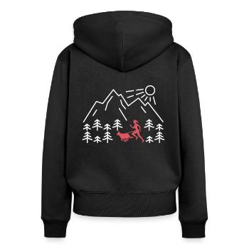 Course de canicross de cross-country avec chien Coureur de Canicross - Sweat à capuche zippé Premium bio Femme - noir - Dos - Julia (174cm)