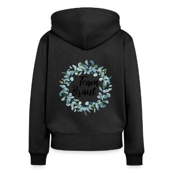Team Braut - Junggesellinnenabschied - Frauen Premium Bio Zip Hoodie - Schwarz - Hinten - Julia (174cm)