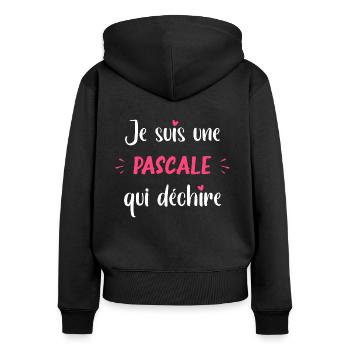 Je suis une pascale qui déchire - Sweat à capuche zippé Premium bio Femme - noir - Dos - Julia (174cm)
