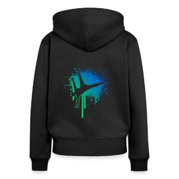 Bboy Bgirl Breakdance Break Dance Homme - Sweat à capuche zippé Premium bio Femme - noir - Dos - Julia (174cm)