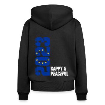 Freiheit Für Die ganze Menschheit - Frauen Premium Bio Zip Hoodie - Schwarz - Hinten - Julia (174cm)