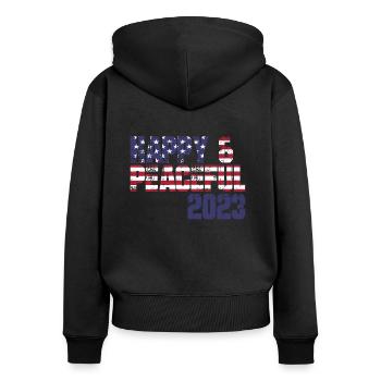 Freiheit Für Die ganze Menschheit - Frauen Premium Bio Zip Hoodie - Schwarz - Hinten - Julia (174cm)