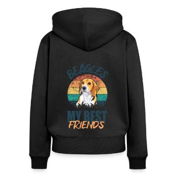 Beagle - Frauen Premium Bio Zip Hoodie - Schwarz - Hinten - Julia (174cm)