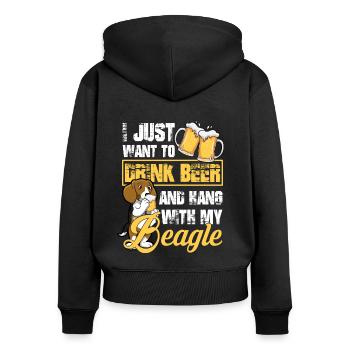 Boire de la bière - Sweat à capuche zippé Premium bio Femme - noir - Dos - Julia (174cm)