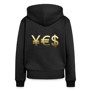 OUI - réussi et heureux - Sweat à capuche zippé Premium bio Femme - noir - Dos - Julia (174cm)