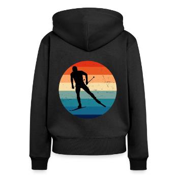 Langlauf Skating Langlauf Langlauf Skate Langlauf - Frauen Premium Bio Zip Hoodie - Schwarz - Hinten - Julia (174cm)