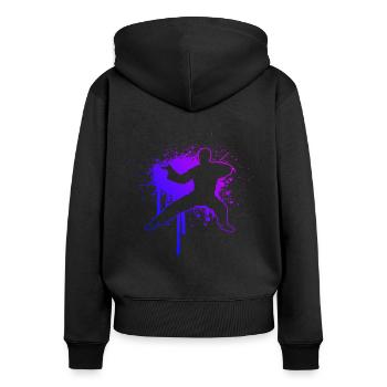 Kungfu Wushu Hommes Kung Fu Arts Martiaux - Sweat à capuche zippé Premium bio Femme - noir - Dos - Julia (174cm)