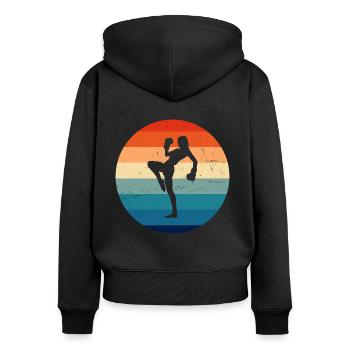 Kickboxing Femmes Boxe Kickboxing Hommes - Sweat à capuche zippé Premium bio Femme - noir - Dos - Julia (174cm)