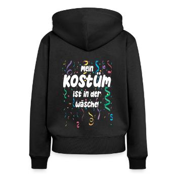 Mein Kostüm ist in der Wäsche - Frauen Premium Bio Zip Hoodie - Schwarz - Hinten - Julia (174cm)