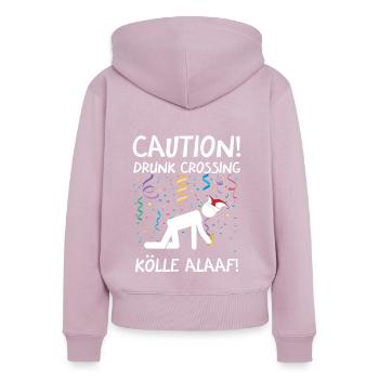 Carnival Costume Kölle Alaaf Cologne Caution Drunk - Women's Premium Organic Zip Hoodie - dusky pink - Back - Julia (174cm)