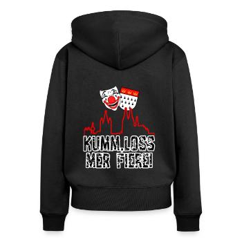 Karneval Kostüm Kölle Alaaf Köln loss mer fiere! - Frauen Premium Bio Zip Hoodie - Schwarz - Hinten - Julia (174cm)