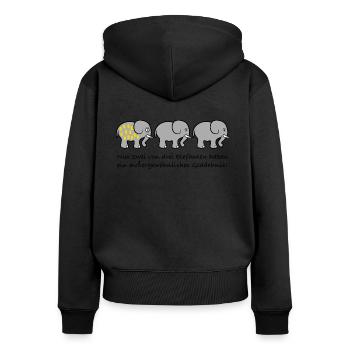 Elefant Gedächnis Spruch lustig - Frauen Premium Bio Zip Hoodie - Schwarz - Hinten - Julia (174cm)