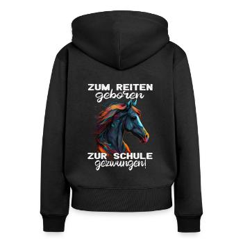 Pferdemädchen Pferdemama - Reiten - Westernreiten - Frauen Premium Bio Zip Hoodie - Schwarz - Hinten - Julia (174cm)