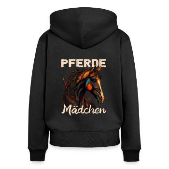 Pferdemädchen Pferdemama - Reiten - Westernreiter - Frauen Premium Bio Zip Hoodie - Schwarz - Hinten - Julia (174cm)