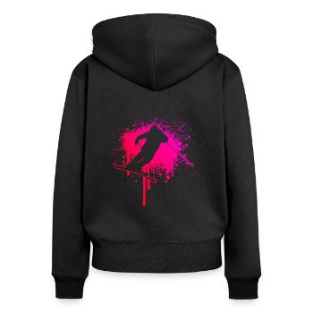 Slopestyle Ski Freestyle Freestyle Ski Herren - Frauen Premium Bio Zip Hoodie - Schwarz - Hinten - Julia (174cm)