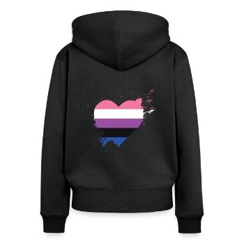 Pride LGBTQ. Aussage - Frauen Premium Bio Zip Hoodie - Schwarz - Hinten - Julia (174cm)