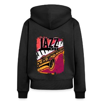 Jazz Musik Improvisation Festival - Frauen Premium Bio Zip Hoodie - Schwarz - Hinten - Julia (174cm)