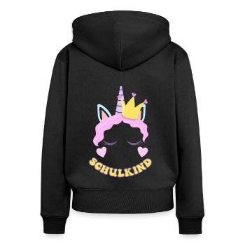 Einschulung Schulanfang Grundschule Erste Klasse - Frauen Premium Bio Zip Hoodie - Schwarz - Hinten - Julia (174cm)