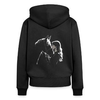 Rider & Horse | Horse Girl | Western Horseback Riding - Women's Premium Organic Zip Hoodie - black - Back - Julia (174cm)