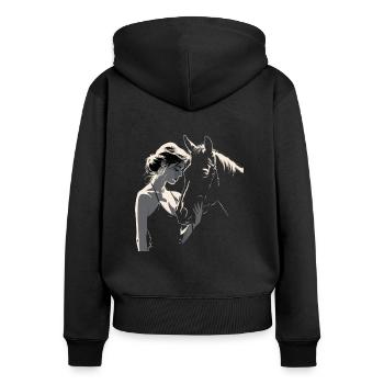 Rider & Horse | Horse Girl | Western Horseback Riding - Women's Premium Organic Zip Hoodie - black - Back - Julia (174cm)