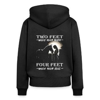 Cavalier & Cheval | Fille de cheval | Équitation Western - Sweat à capuche zippé Premium bio Femme - noir - Dos - Julia (174cm)