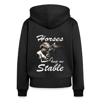 Reiterin & Pferd | Pferdemädchen | Westernreiten - Frauen Premium Bio Zip Hoodie - Schwarz - Hinten - Julia (174cm)