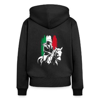 Cavalier & Cheval | Fille de cheval | Cavaliers de dressage - Sweat à capuche zippé Premium bio Femme - noir - Dos - Julia (174cm)