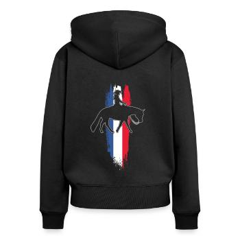Cavalier Cheval & Western | Équitation Western - Sweat à capuche zippé Premium bio Femme - noir - Dos - Julia (174cm)