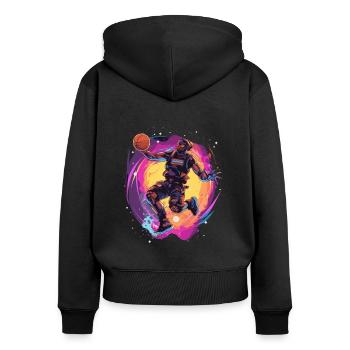 BASKETBALL für immer! - Frauen Premium Bio Zip Hoodie - Schwarz - Hinten - Julia (174cm)