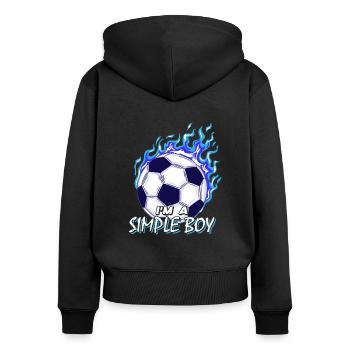 Simple Boy Fußball Junge Fußballer Jungen Fußball - Frauen Premium Bio Zip Hoodie - Schwarz - Hinten - Julia (174cm)