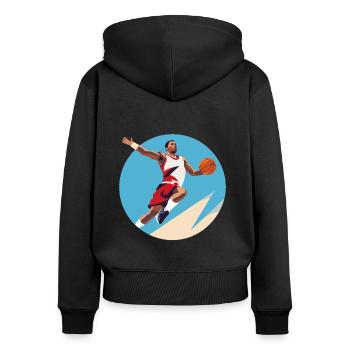 BASKETBALL für immer! - Frauen Premium Bio Zip Hoodie - Schwarz - Hinten - Julia (174cm)