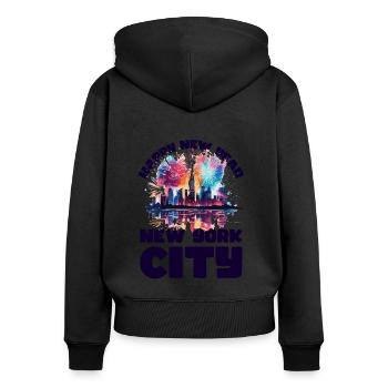Frohes Neues Jahr mit Feuerwerk in New York - Frauen Premium Bio Zip Hoodie - Schwarz - Hinten - Julia (174cm)