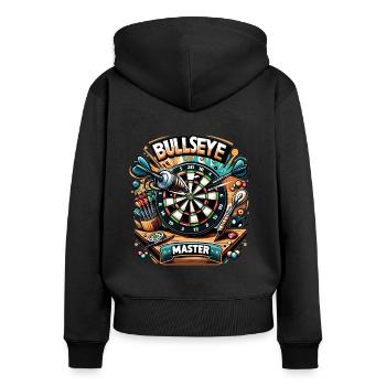 Bullseye Master : Conception de fléchettes colorées - Sweat à capuche zippé Premium bio Femme - noir - Dos - Julia (174cm)