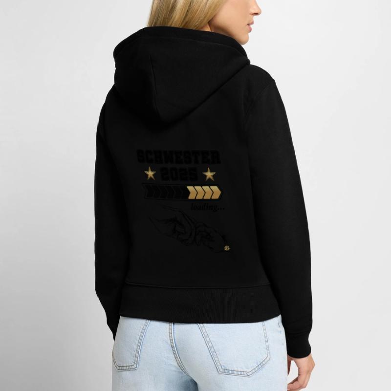 Schwester Loading 2025 Frauen Premium Bio Zip Hoodie