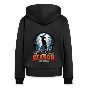 Scaredy Cat No Treats Just Halloween Tricks - Women's Premium Organic Zip Hoodie - black - Back - Julia (174cm)