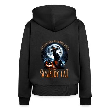 Happy Halloween, Scaredy Cat - Women's Premium Organic Zip Hoodie - black - Back - Julia (174cm)