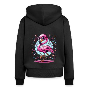 Kölle Alaaf Flamingo Festive mood - Women's Premium Organic Zip Hoodie - black - Back - Julia (174cm)