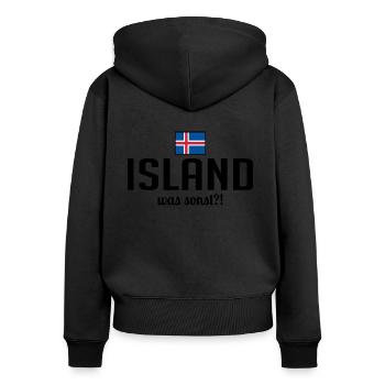 Islande quoi d’autre dire vacances en Scandinavie - Sweat à capuche zippé Premium bio Femme - noir - Dos - Julia (174cm)